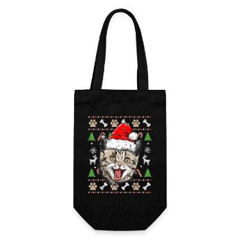 Pull Moche De Noel Chat Humour Noël Cadeau Drôle - Sac à bouteille - noir - Devant