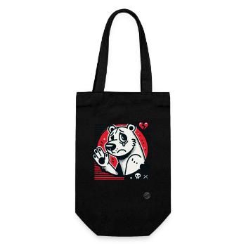 Sad bear waves goodbye with hearts - Gift Bag for Bottles - black - Front