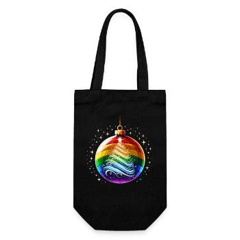 Rainbow Christmas Ball - Gift Bag for Bottles - black - Front