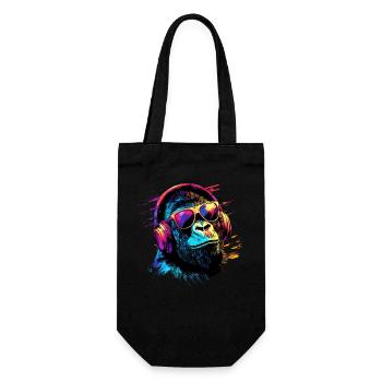 DJ Affe Kopfhörer Sonnenbrille Musik Party Affen - Geschenkbeutel für Flaschen - Schwarz - Vorne