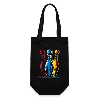 Oldschool Bowling Zeichnung - Geschenkbeutel für Flaschen - Schwarz - Vorne