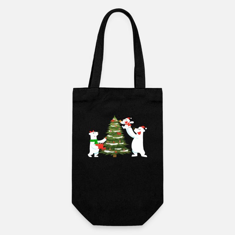 Eisbär Weihnachten - Geschenkbeutel für Flaschen - Schwarz