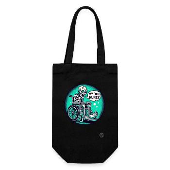 Squelette en fauteuil roulant : j’ai mal au pied - Sac à bouteille - noir - Devant