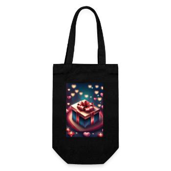 A gift and a lot of hearts - Gift Bag for Bottles - black - Front