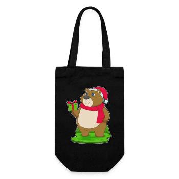 Bear Christmas Christmas Hat - Gift Bag for Bottles - black - Front