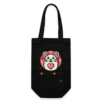 Mouse Love with Heart - Gift Bag for Bottles - black - Front