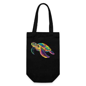Turtle Colorful Popart Reptile Cute Turtles - Gift Bag for Bottles - black - Front