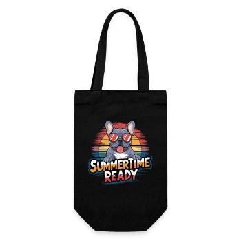Coole Französische Bulldogge Summer Time - Geschenkbeutel für Flaschen - Schwarz - Vorne