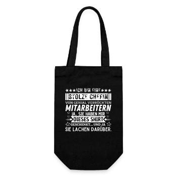 stolze Chefin von genial verrückten mitarbeitern - Geschenkbeutel für Flaschen - Schwarz - Vorne
