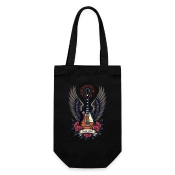 Rock and Roll Geflügelte Gitarre Kunst - Geschenkbeutel für Flaschen - Schwarz - Vorne