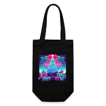Vaporwave Christmas Tree Design for Chillmas - Gift Bag for Bottles - black - Front