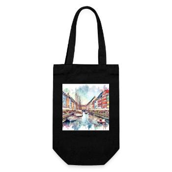 Nyhavn Kopenhagen Skandinavien Dänemark Sommer - Geschenkbeutel für Flaschen - Schwarz - Vorne