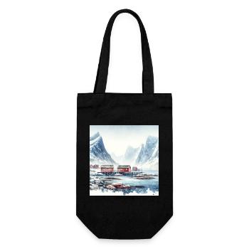 Lofoten Mountains & Rorbuer Scandinavia Norway - Gift Bag for Bottles - black - Front