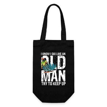 I know i ski like an old man try to keep up - Geschenkbeutel für Flaschen - Schwarz - Vorne