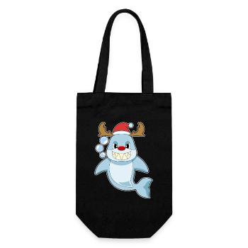 Shark Christmas Reindeer - Gift Bag for Bottles - black - Front