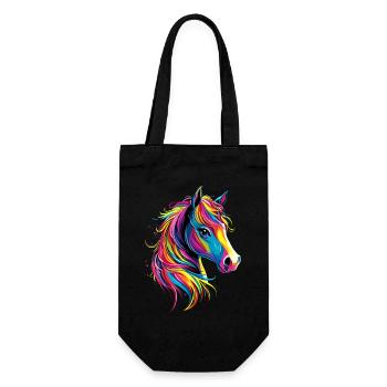 Pony Riding Pony Foal Rider Ponies Riding Pony Farm - Gift Bag for Bottles - black - Front