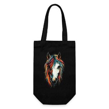 Pony Riding Pony Foal Rider Ponies Riding Pony Farm - Gift Bag for Bottles - black - Front