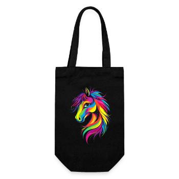 Pony Riding Pony Foal Rider Ponies Riding Pony Farm - Gift Bag for Bottles - black - Front