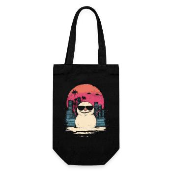 Schneemann Retro Synthwave Retrowave Geschenk - Geschenkbeutel für Flaschen - Schwarz - Vorne