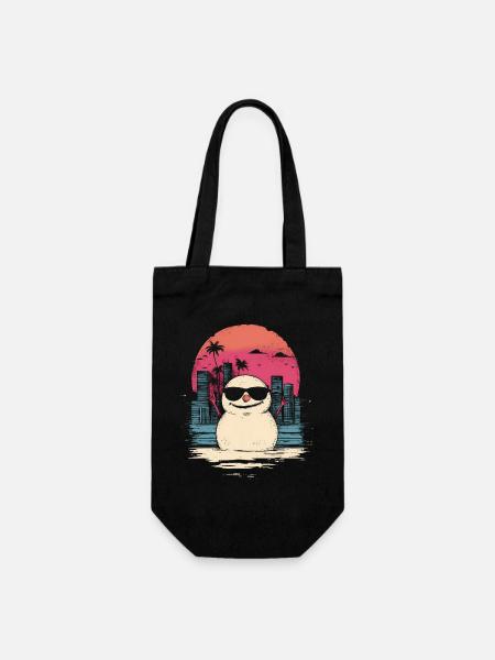 Schneemann Retro Synthwave Retrowave Geschenk - Geschenkbeutel für Flaschen - Schwarz