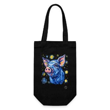 Night full of stars pig - Gift Bag for Bottles - black - Front