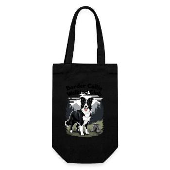 Border Collie Walking Club - Geschenkbeutel für Flaschen - Schwarz - Vorne
