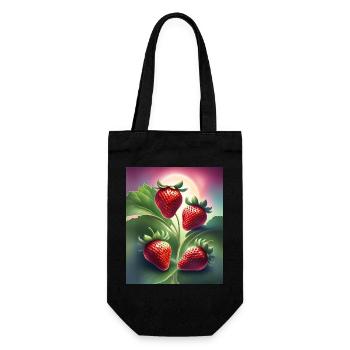 Vier leckere Erdbeeren - Geschenkbeutel für Flaschen - Schwarz - Vorne