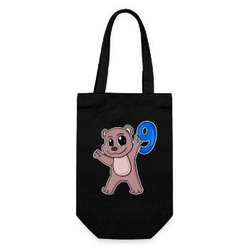 9th Birthday Motif Bear - 9 Years - Gift Bag for Bottles - black - Front