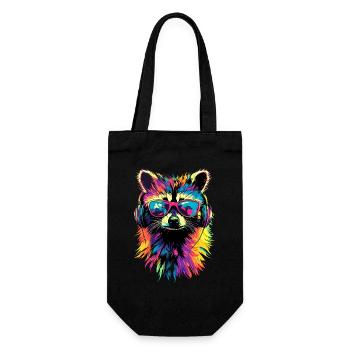 Raccoon Popart Colorful Rainbow Raccoon Raccoon Raccoon - Gift Bag for Bottles - black - Front