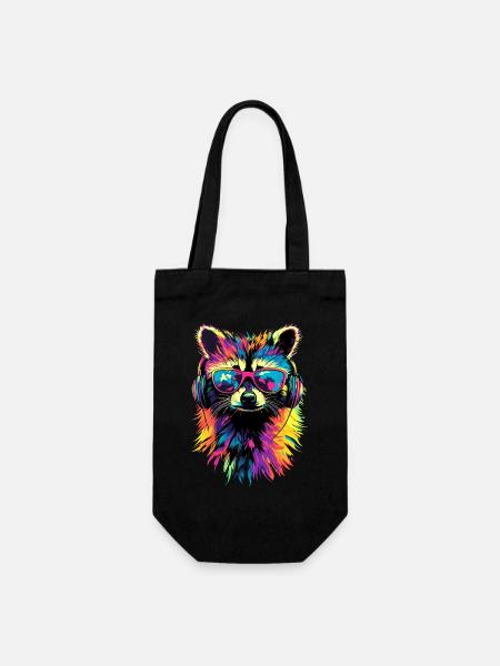 raton laveur Popart Coloré Arc-en-ciel Raton laveur Raton laveur - Sac à bouteille - noir