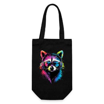 Raccoon Popart Colorful Rainbow Raccoon Raccoon Raccoon - Gift Bag for Bottles - black - Front