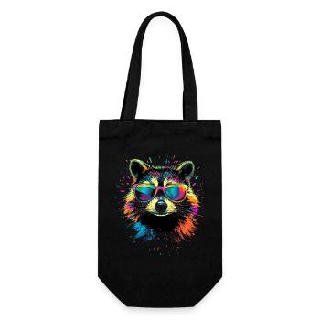 Raccoon Popart Colorful Rainbow Raccoon Raccoon Raccoon - Gift Bag for Bottles - black - Front