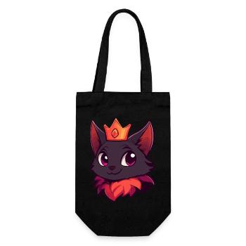 Chat couronné mignon avec sourire espiègle - Sac à bouteille - noir - Devant