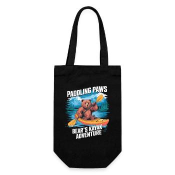 Paddling Paws Bear's Kayak Adventure - Geschenkbeutel für Flaschen - Schwarz - Vorne