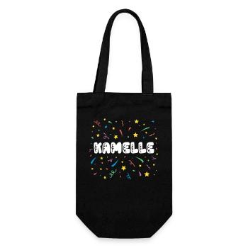 Kamelle Karneval Fasching Süßigkeit Bonbons - Geschenkbeutel für Flaschen - Schwarz - Vorne