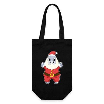 Nilpferd Weihnachten Weihnachtsmann - Geschenkbeutel für Flaschen - Schwarz - Vorne