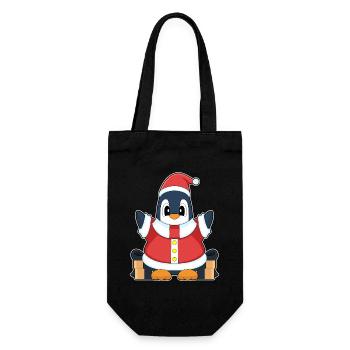 Pinguin Weihnachten Weihnachtsmann - Geschenkbeutel für Flaschen - Schwarz - Vorne