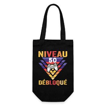 Level 50 freigeschaltet 50 Jahre Gamer Funny Geek Geschenk - Geschenkbeutel für Flaschen - Schwarz - Vorne