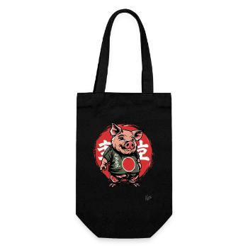 Japanese Pig - Gift Bag for Bottles - black - Front
