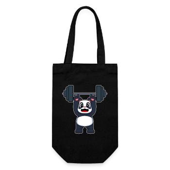 Panda Bodybuilder Langhantel Bodybuilding - Geschenkbeutel für Flaschen - Schwarz - Vorne