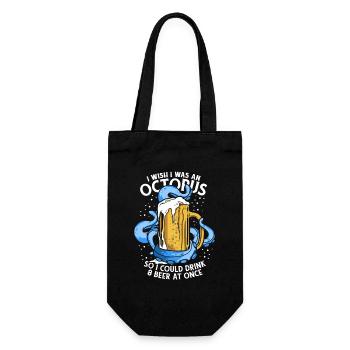 Könnte 8 Bier Auf Einmal trinken Oktopoden Octopoda - Geschenkbeutel für Flaschen - Schwarz - Vorne