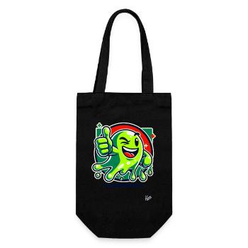 Monstre de slime vert avec pouces levés - Sac à bouteille - noir - Devant