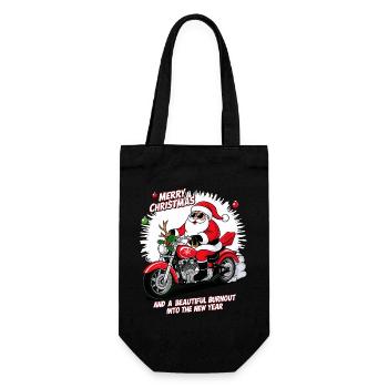 Rocker Weihnachtsmann - Geschenkbeutel für Flaschen - Schwarz - Vorne
