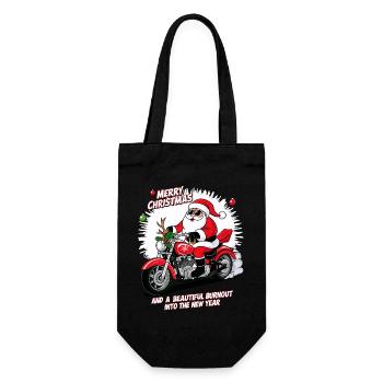Rocker Weihnachtsmann - Geschenkbeutel für Flaschen - Schwarz - Vorne