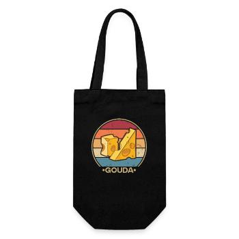 Retro Maker Queso Cheesemonger Lover Gouda Cheese - Gift Bag for Bottles - black - Front