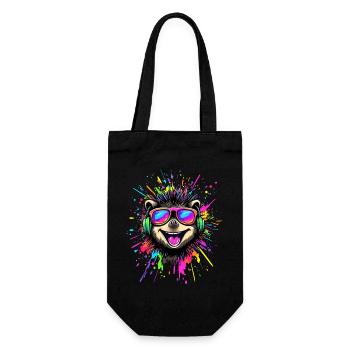 hérisson popart casque lunettes de soleil coloré mignon hérisson - Sac à bouteille - noir - Devant