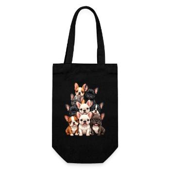 Französische Bulldogge Welpen - Geschenkbeutel für Flaschen - Schwarz - Vorne