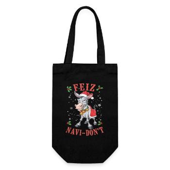 Weihnachten Lustiger Esel in festlichem Outfit - Geschenkbeutel für Flaschen - Schwarz - Vorne