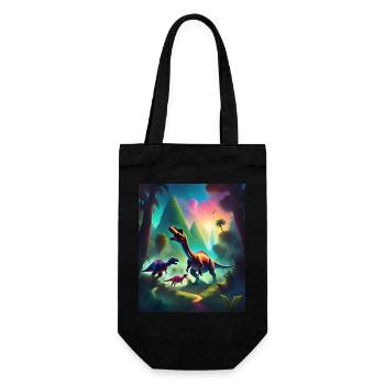 Colorful graphic dinosaurs t-shirt design - Gift Bag for Bottles - black - Front