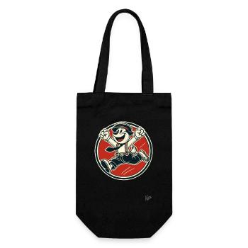 Fröhlicher Retro-Hunde-Junge - Geschenkbeutel für Flaschen - Schwarz - Vorne